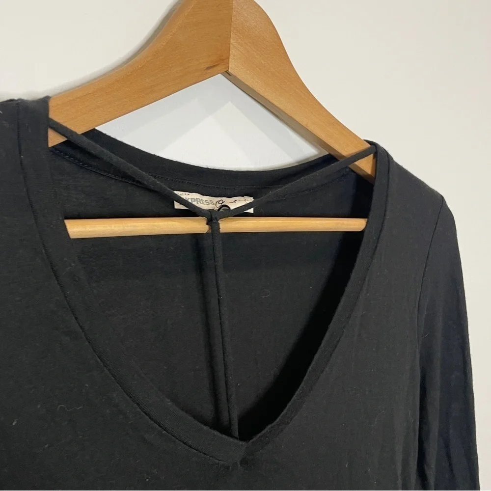Express One Eleven Black Long Sleeve Choker Top